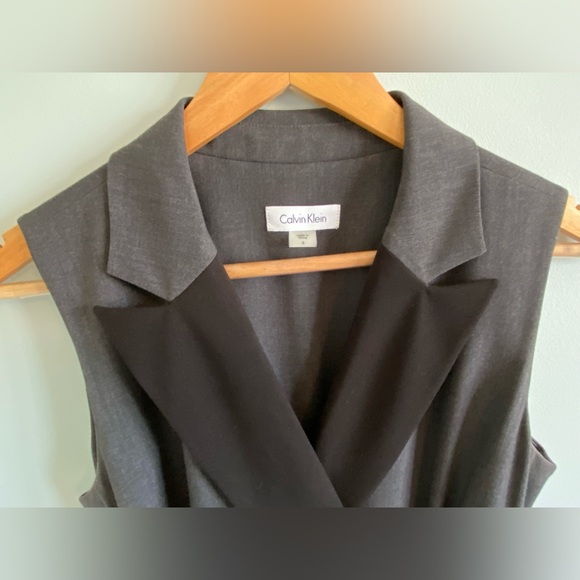 Calvin Klein Charcoal and Black Sleeveless Belted Dress- size 6 - Picture 2 of 5